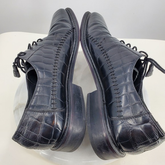 Giorgio Brutini Mens Black Croc Embossed‎ Leather Square Toe Oxford Shoes 12M main image 9